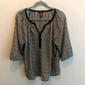 Ann Taylor Medium Black and White Grid Blouse
